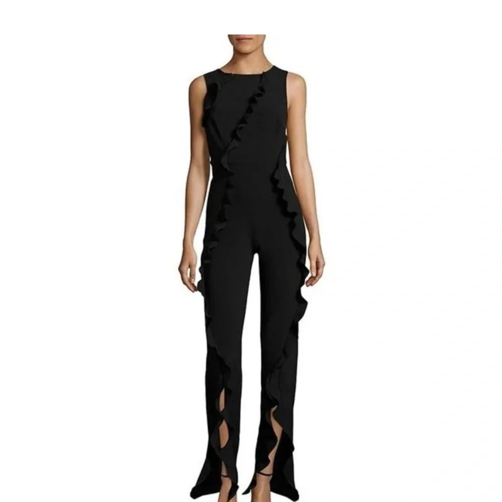 SALONI Black Ruffle Detail Jumpsuit - Picture 1 of 6
